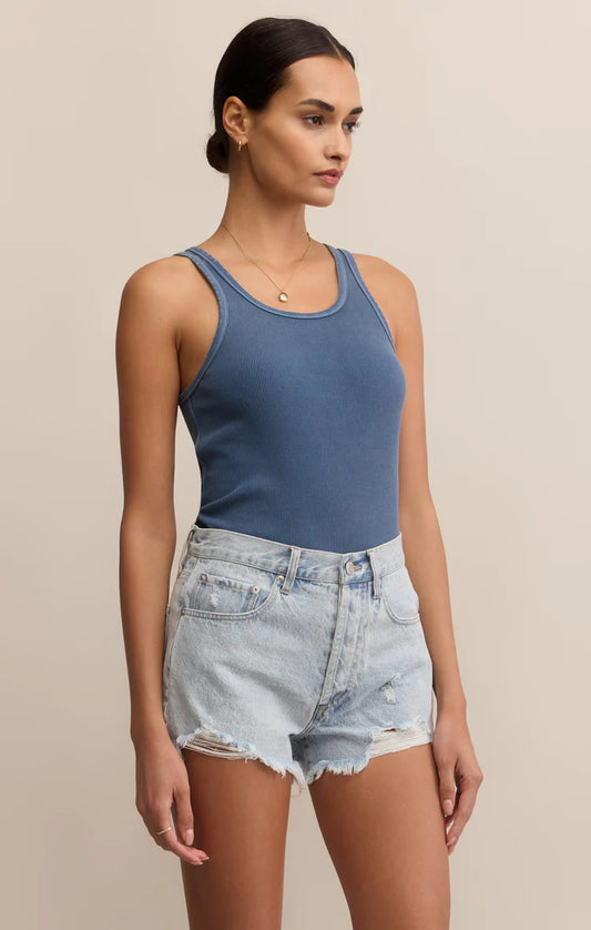 Classic Scoop Rib Tank Indigo