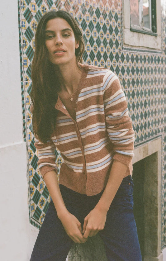 Golden Caramel Medina Cozy Stripe Cardigan