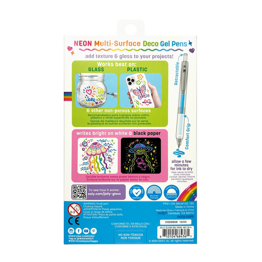 Jelly Gloss: Neon Multi-Surface Deco. Gel Pens (Set of 6)