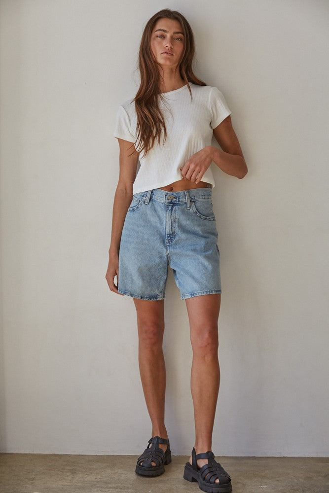 The Pointelle Ribbed Tee (Off White)
