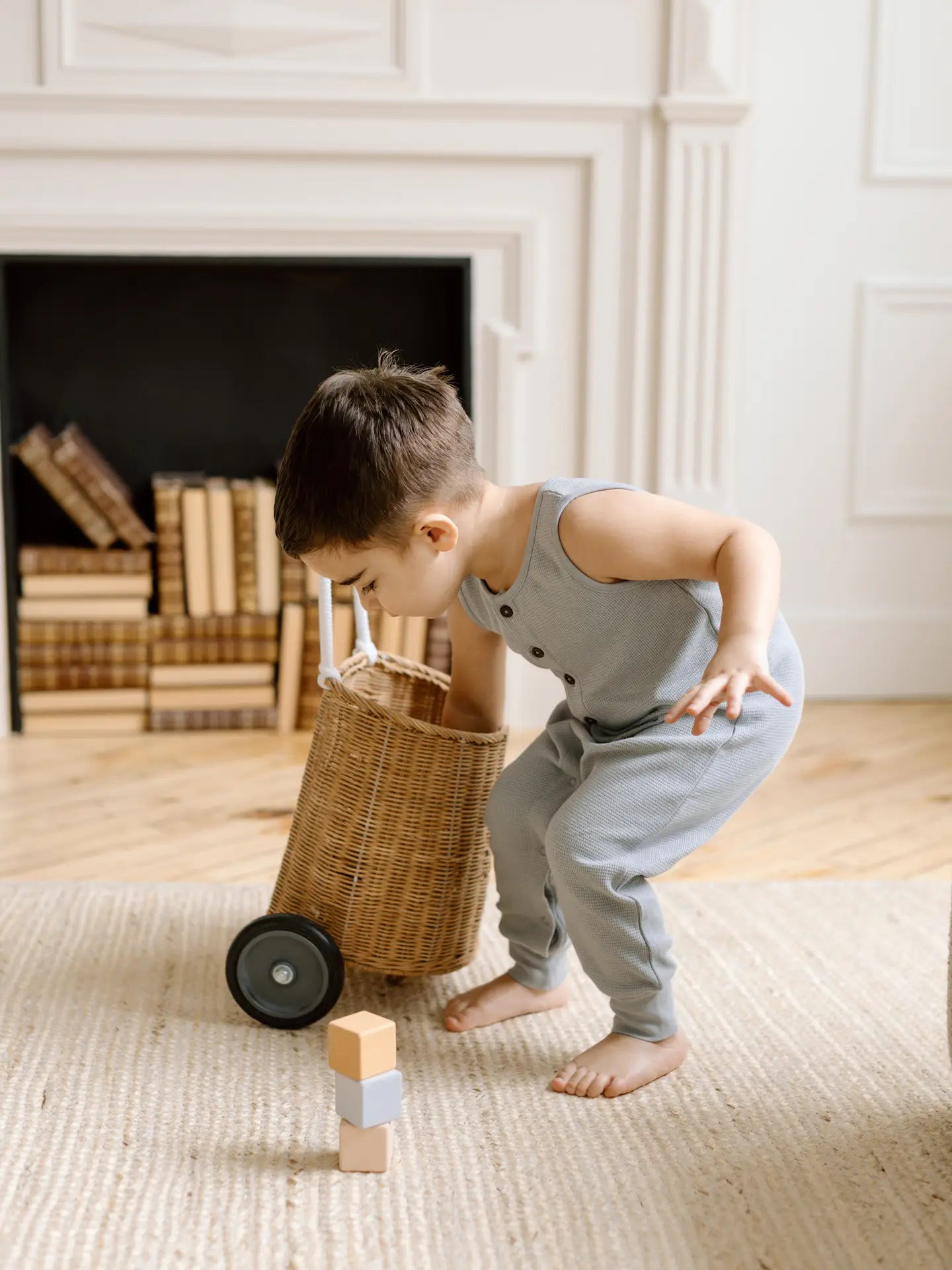 Organic Baby Wade Henley Tank Waffle Romper - Mist