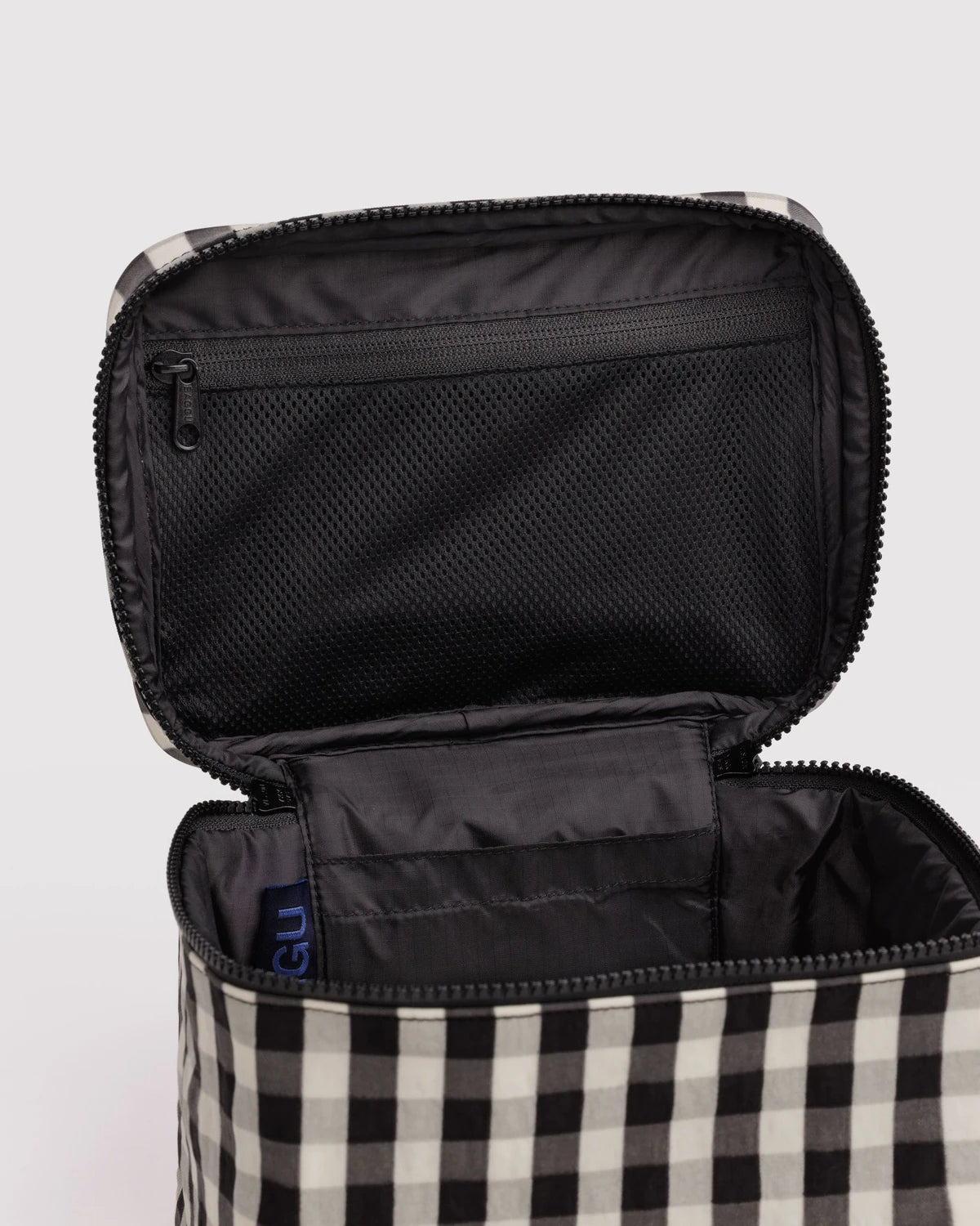 Black And Cream Gingham Large Cosmetic Case
