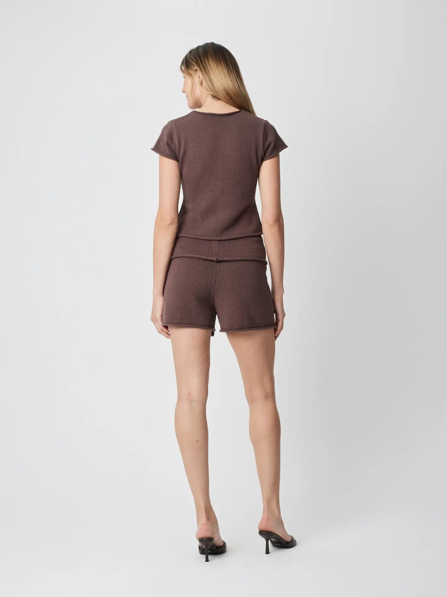 Brown Alana Knit Button-Down Top