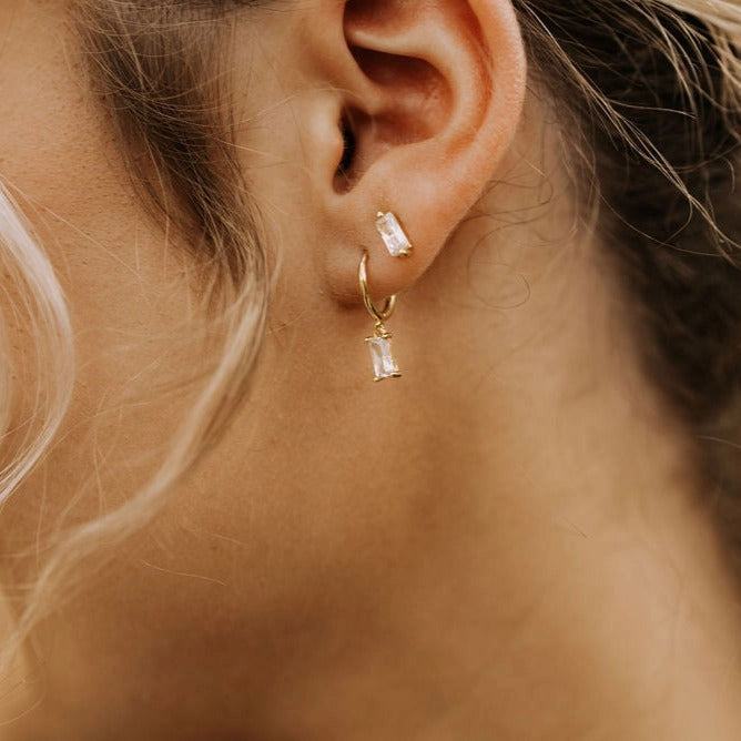Sophie Baguette Diamond Gold Studs