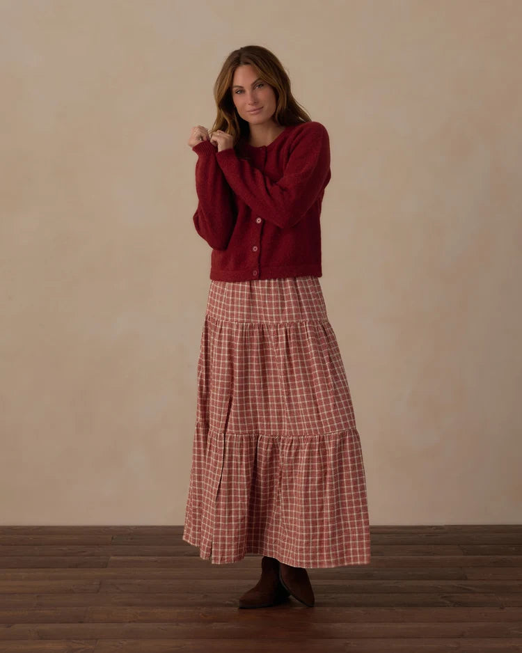 Women’s Tiered Midi Skirt - Vintage Plaid