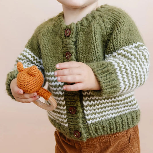 Stripe Cardigan Moss Kid Baby Sweater