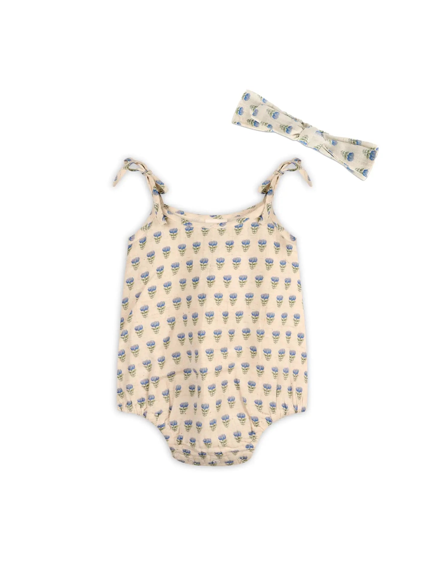Jaipur Linen Blend Bubble Baby Romper + Headband