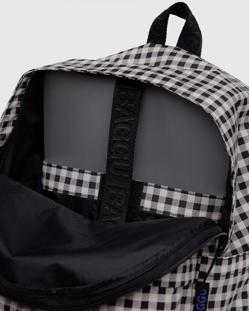 Medium Nylon Backpack - Black & White Gingham