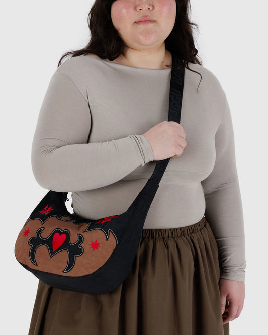 Medium Nylon Crescent Bag (Western Appliqué)