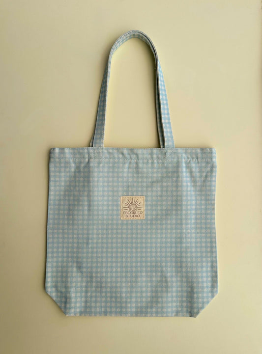 Blue Gingham Tote Bag