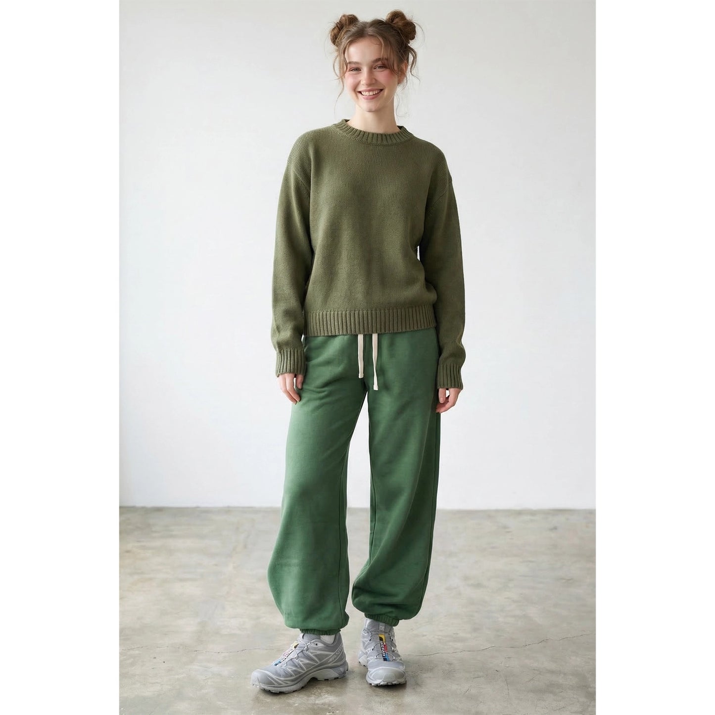 Olive 100% Cotton Basic Sweater