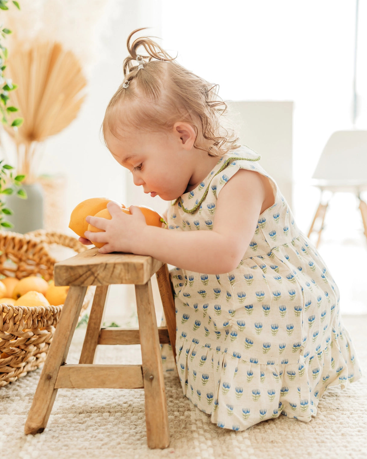 Harper Peter Pan Collar Floral Baby Flare Dress + Bloomer