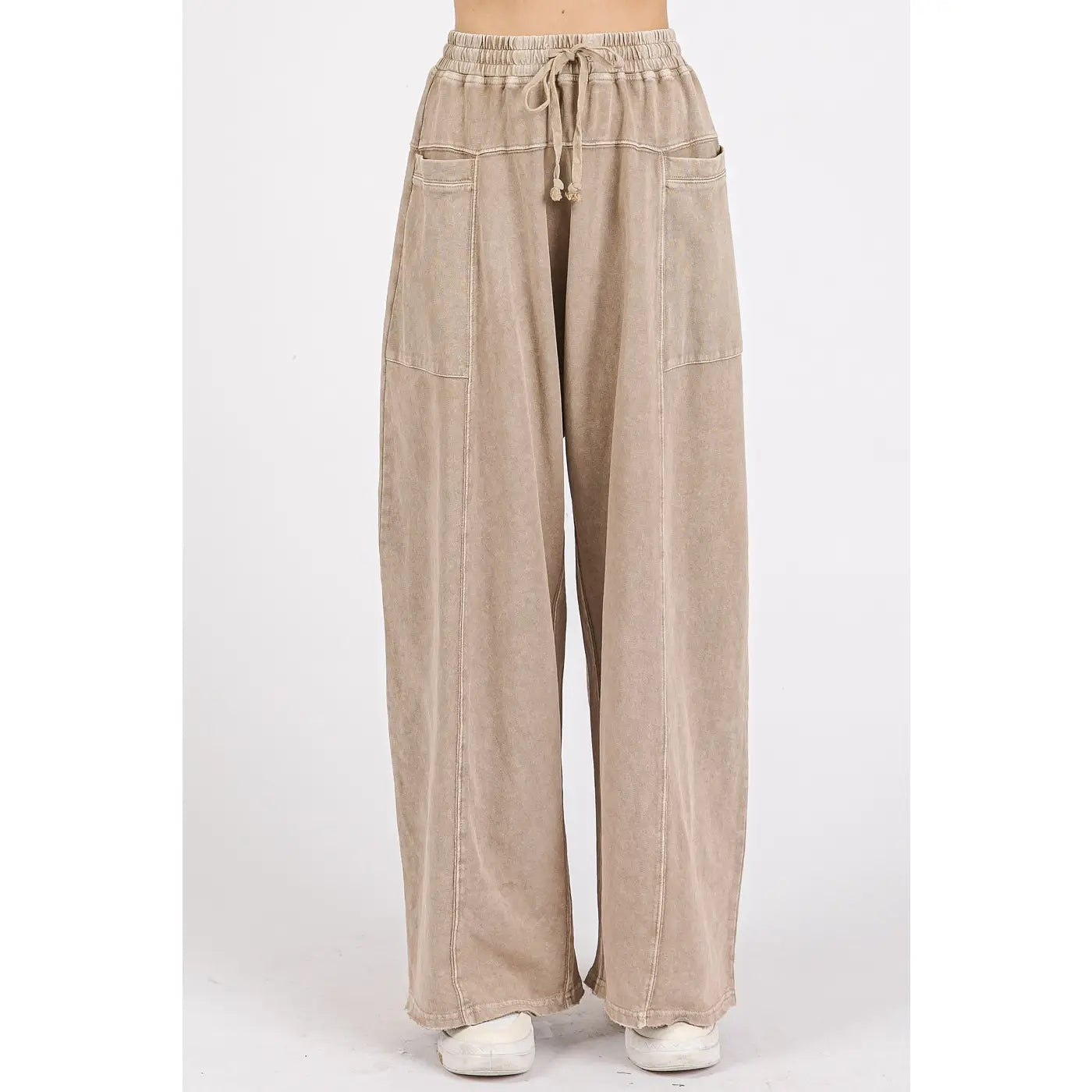 Mineral Wash Barrel Leg Pants (Mushroom)