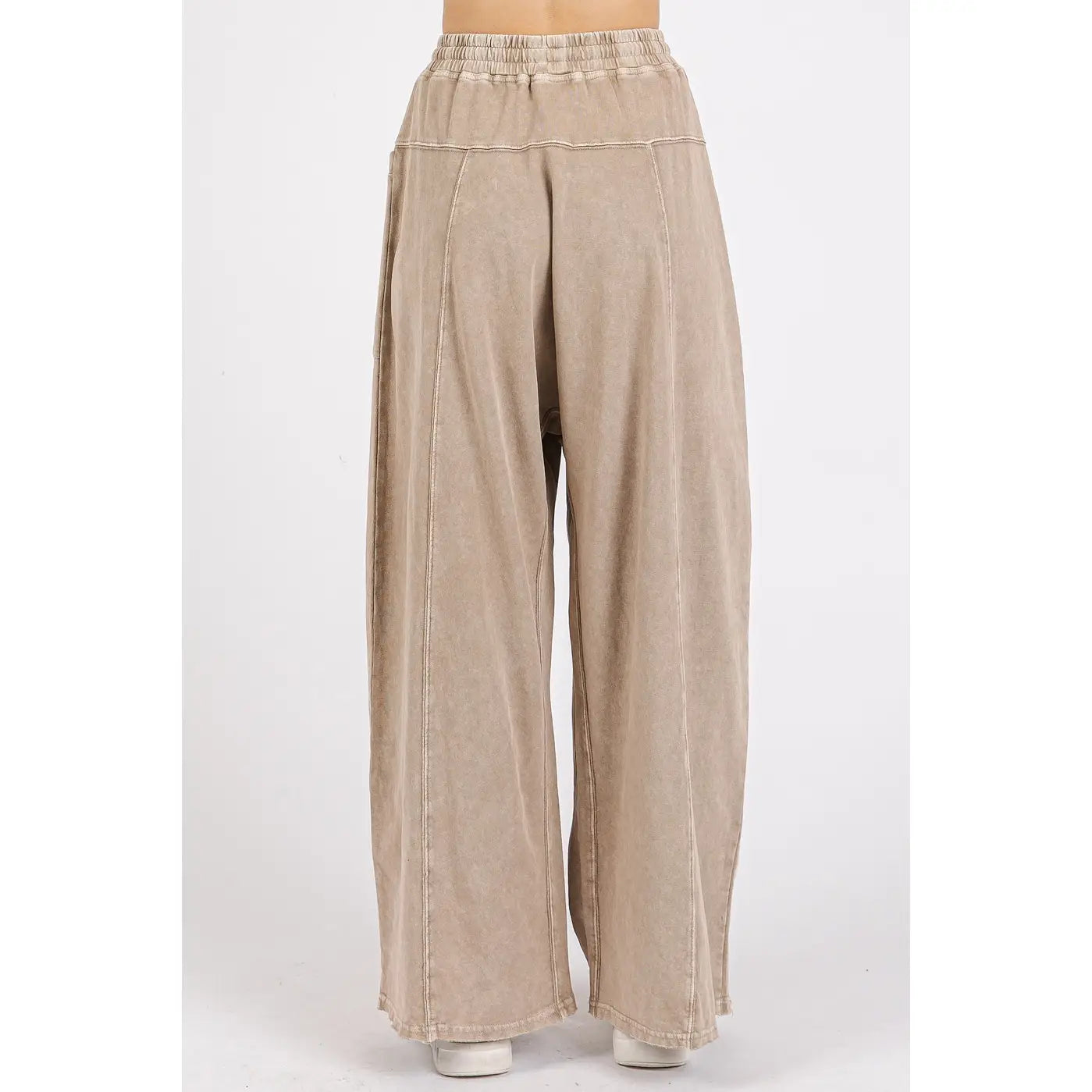 Mineral Wash Barrel Leg Pants (Mushroom)
