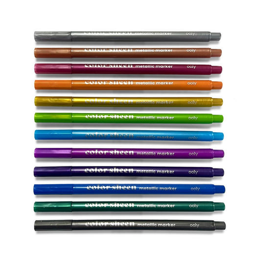 Color Sheen: Metallic Colored Felt Tip Markers (Set of 12)