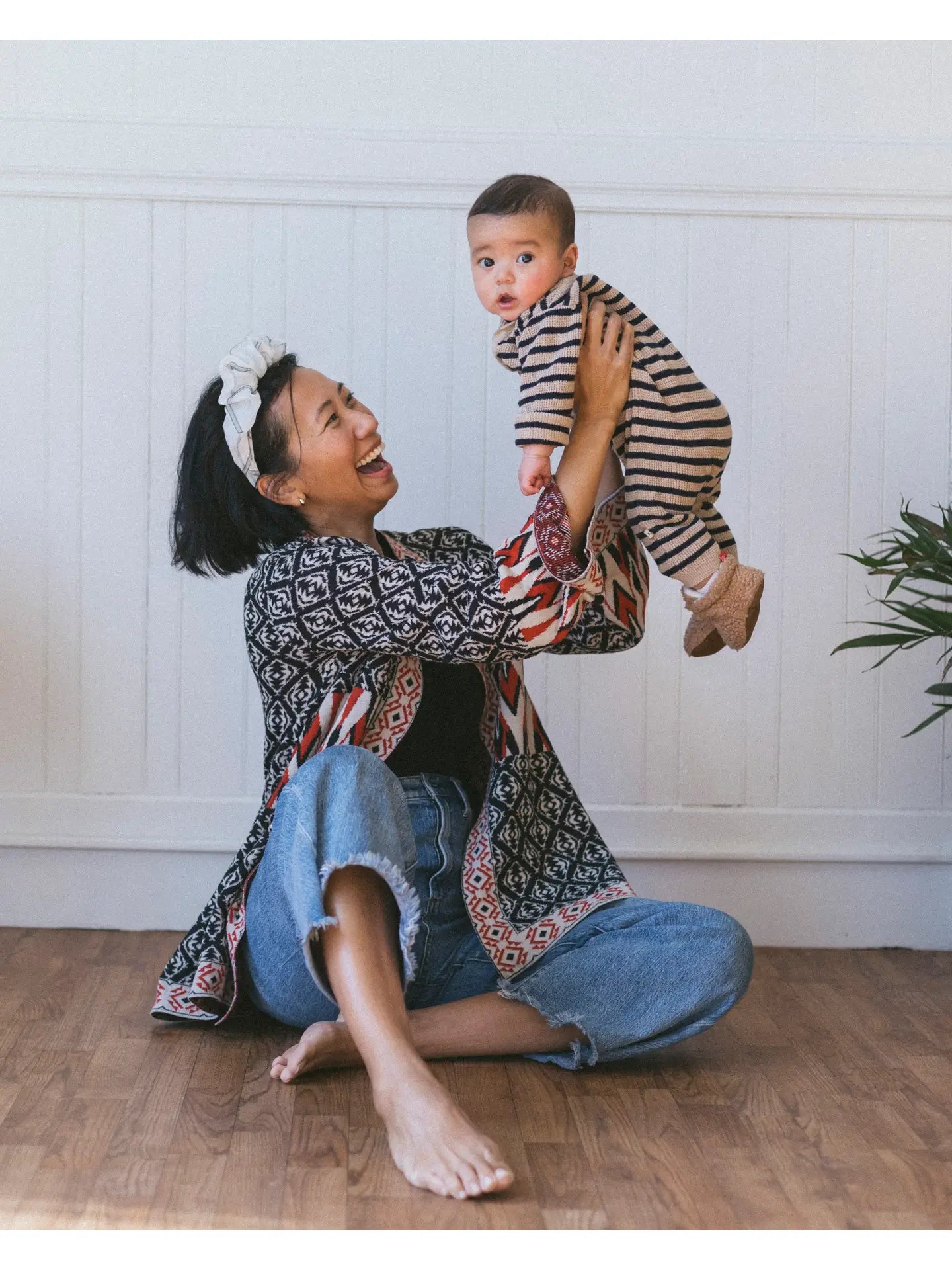 Stripe Chunky Sweater Knit Baby Jumpsuit