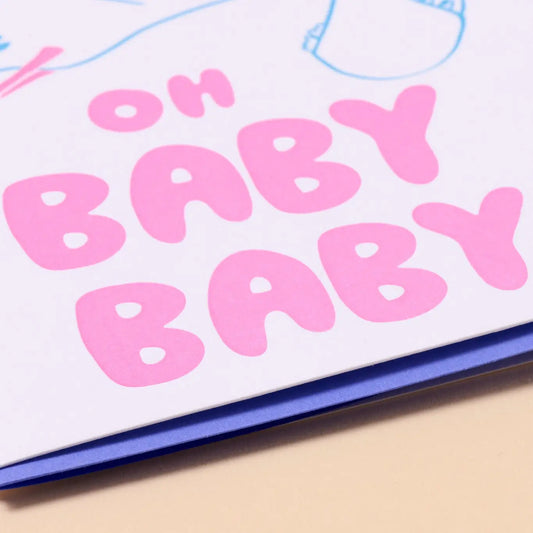 Oh Baby Baby Stork Letterpress Babycard Love Card- Made in USA
