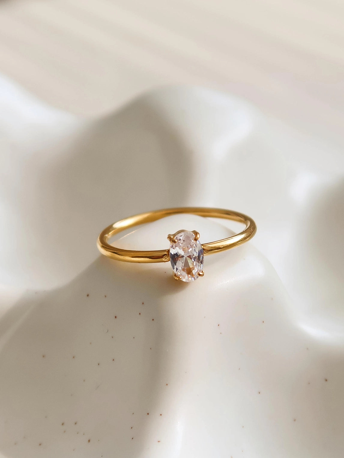 Boris 18K Gold Non-Tarnish Cz Square Thin Ring