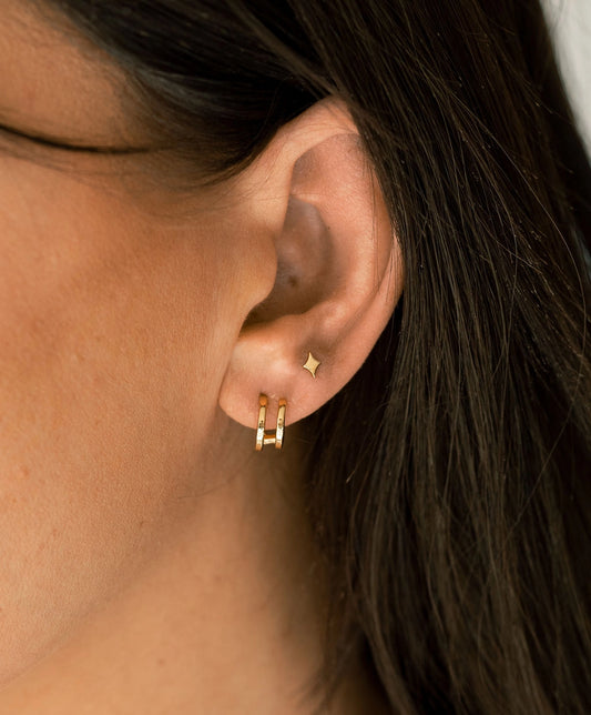 Illusion Huggie Hoop Earrings in Gold
