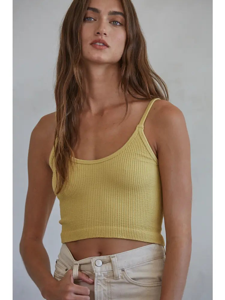 Knit Ribbed Seamless Brami (Dusty Yellow)