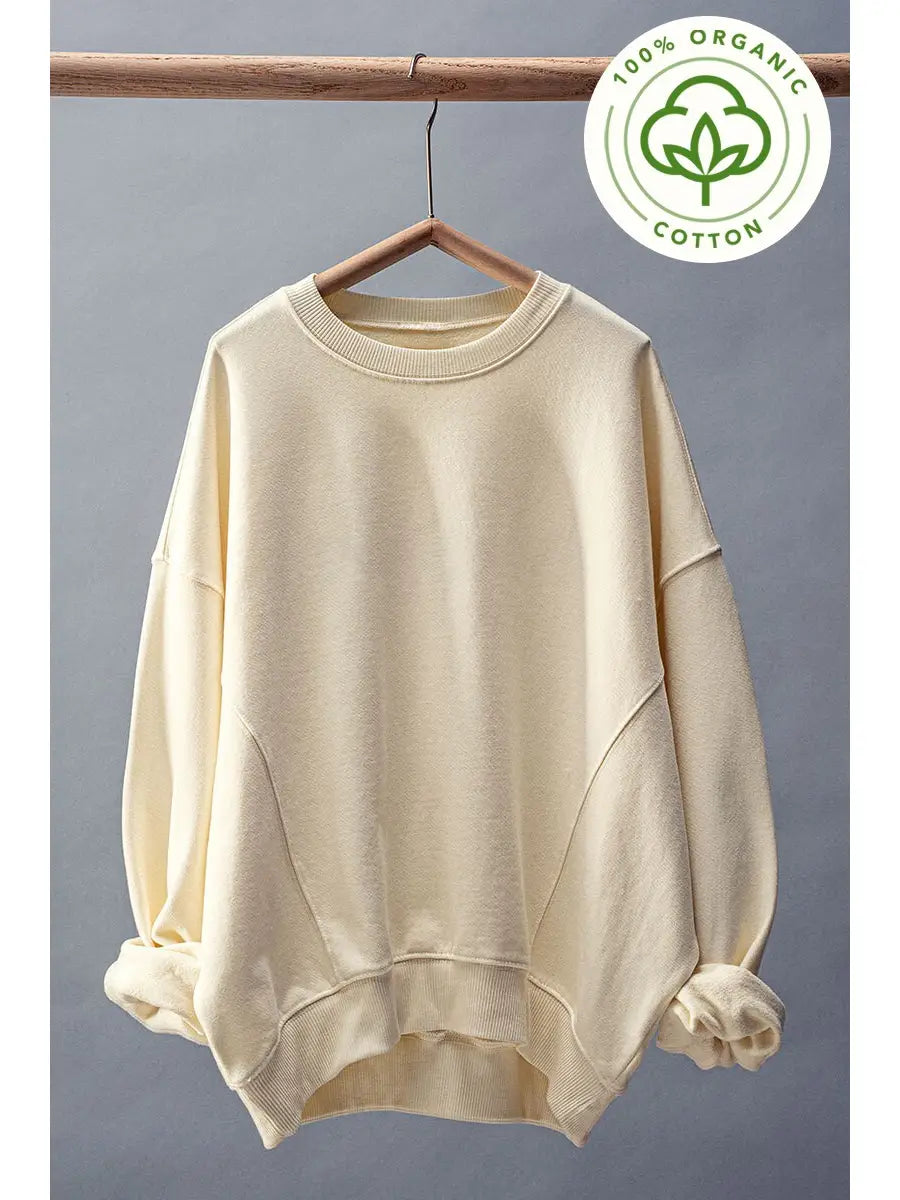 Organic Cotton Oversized Sweatshirt (Chalk)
