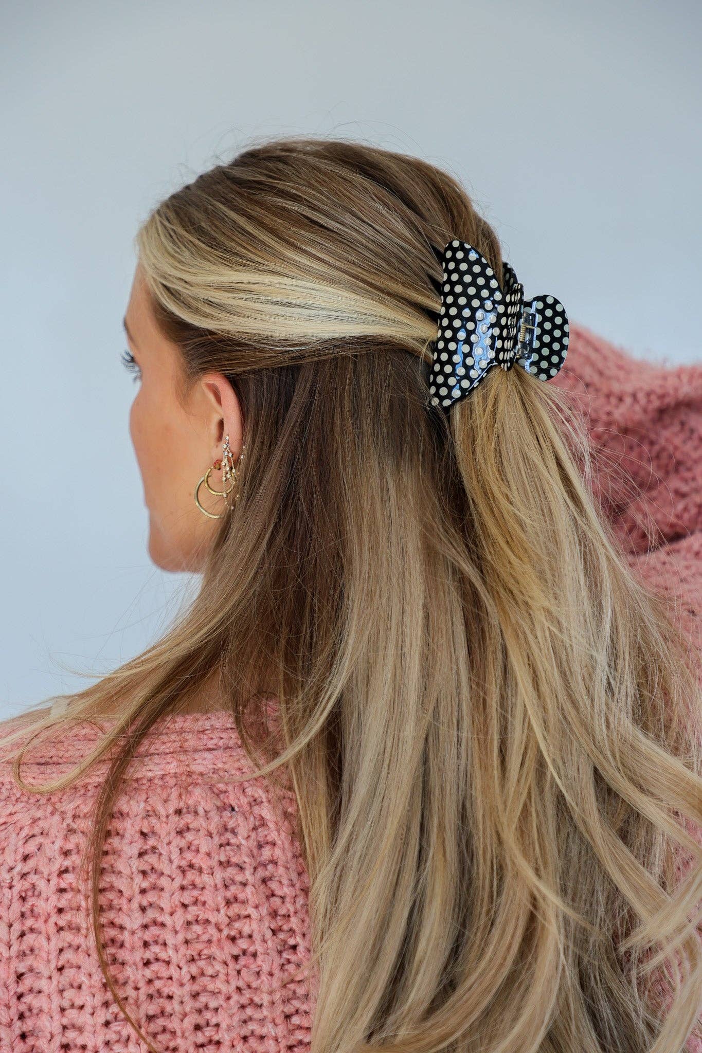 BLACK & WHITE POLKA DOT CLAW - MIDI