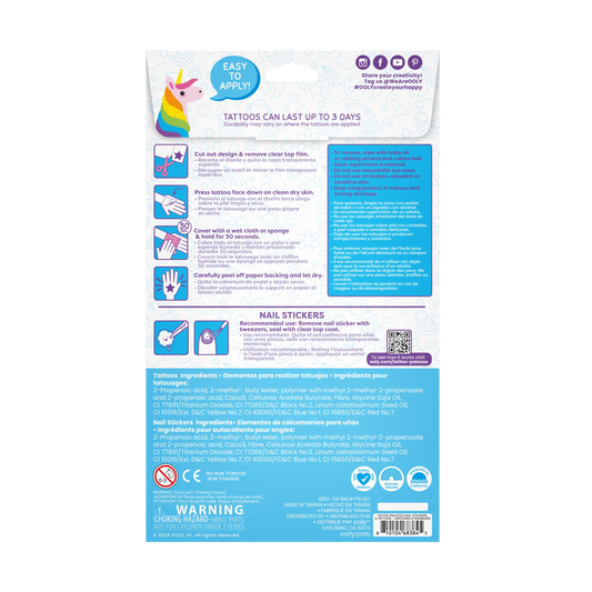 Tattoo Palooza: Temporary Tattoos & Nail Stickers - Unicorns & Rainbows m