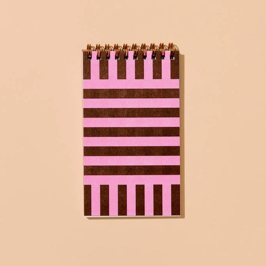 Pink Stripes Letterpress Pocket-Size Spiral Notebook - Made in USA