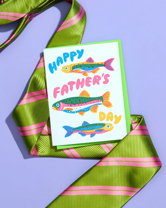 Cute Letterpress Father's Day Greeting Card—Rainbow Trout