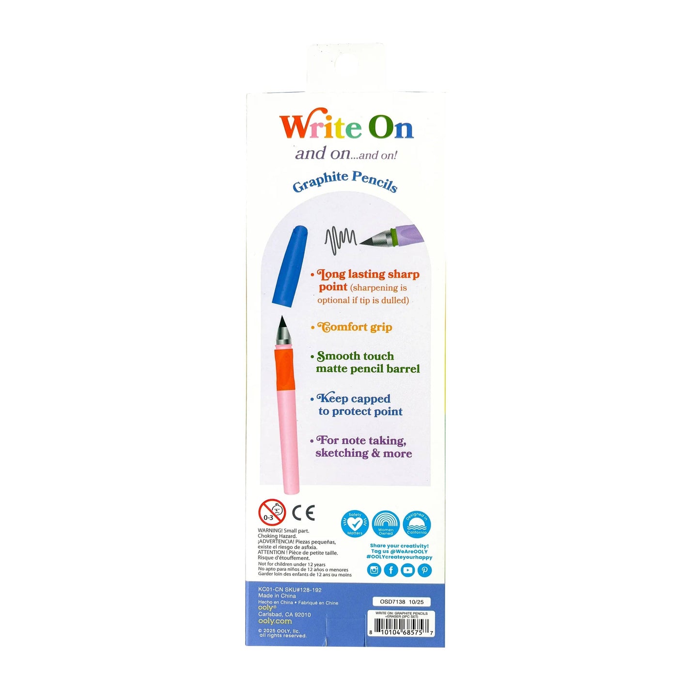 Write On Graphite Pencil and Eraser Set - 3 PC