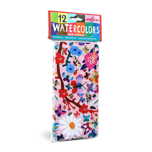 Butterflies and Flowers Watercolor Tin