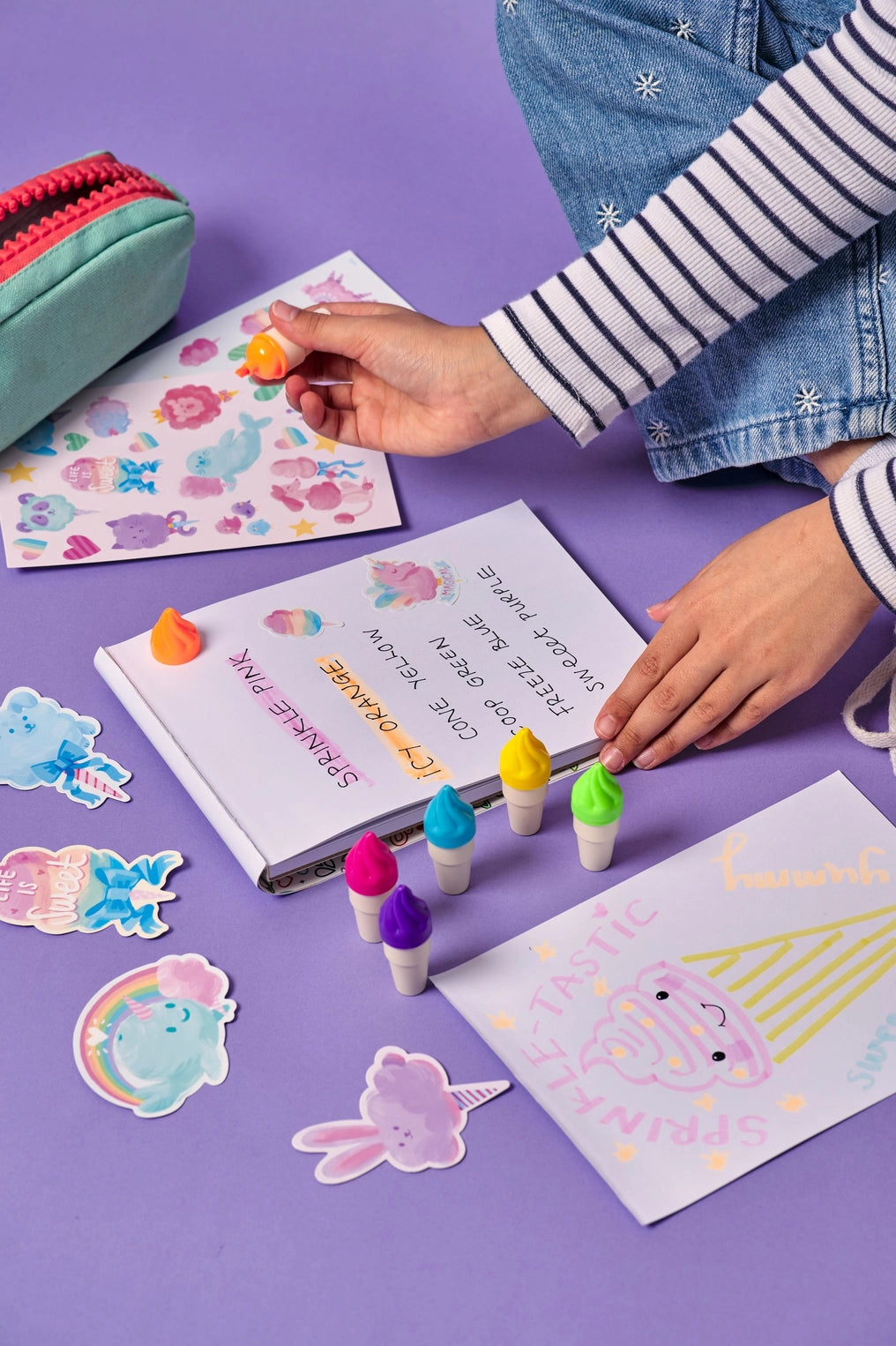 Sweet Scoops: Neon Highlighters - Strawberry Scent (Set of 6)