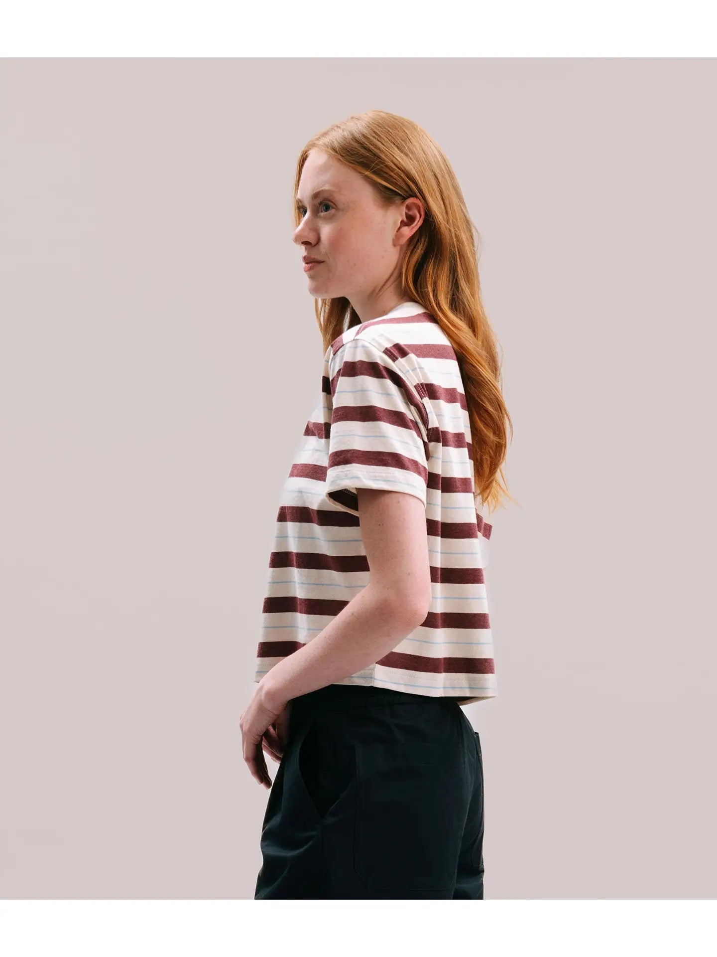 The Recycled Red Stripe Crop Tee