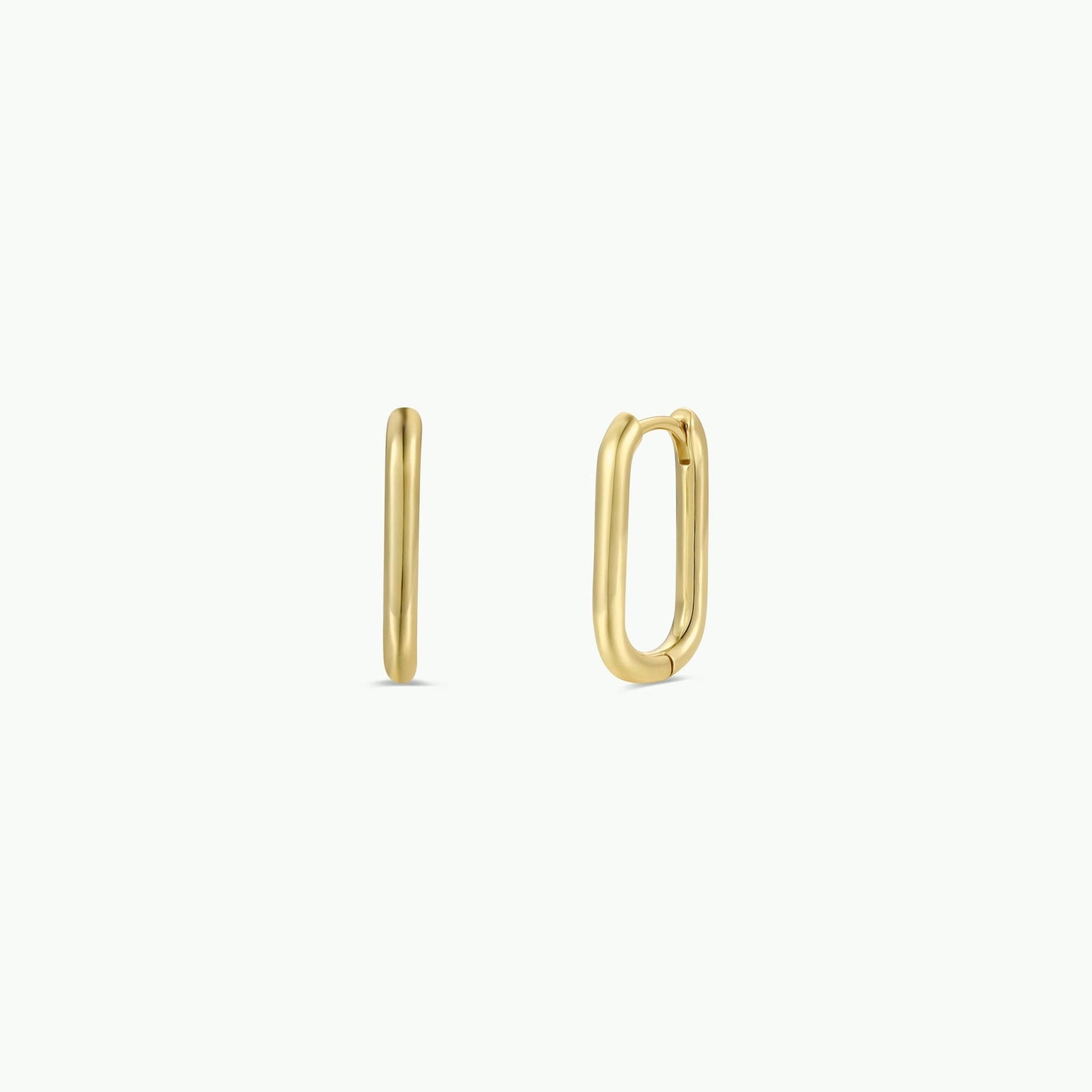 Gold Hoop Earrings - Large Rectangle