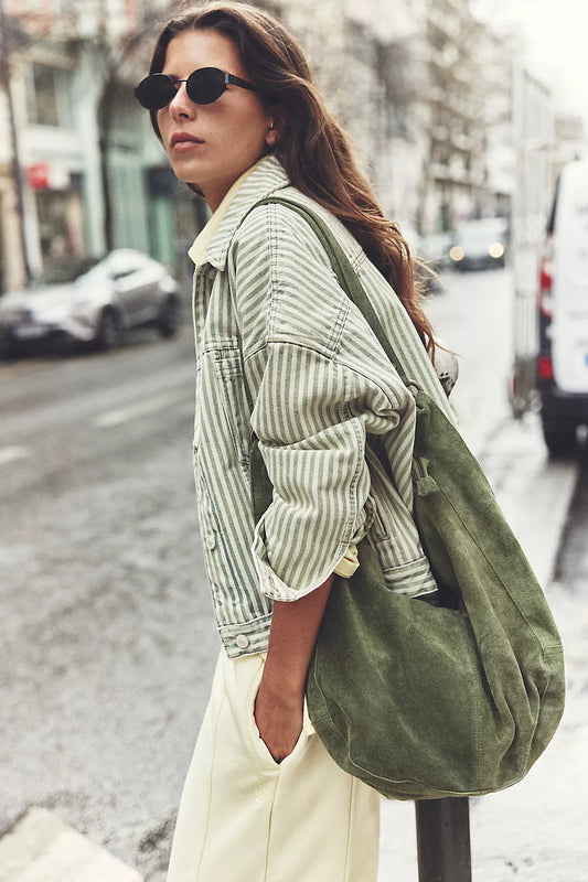 Roma Suede Tote | Olive Moss