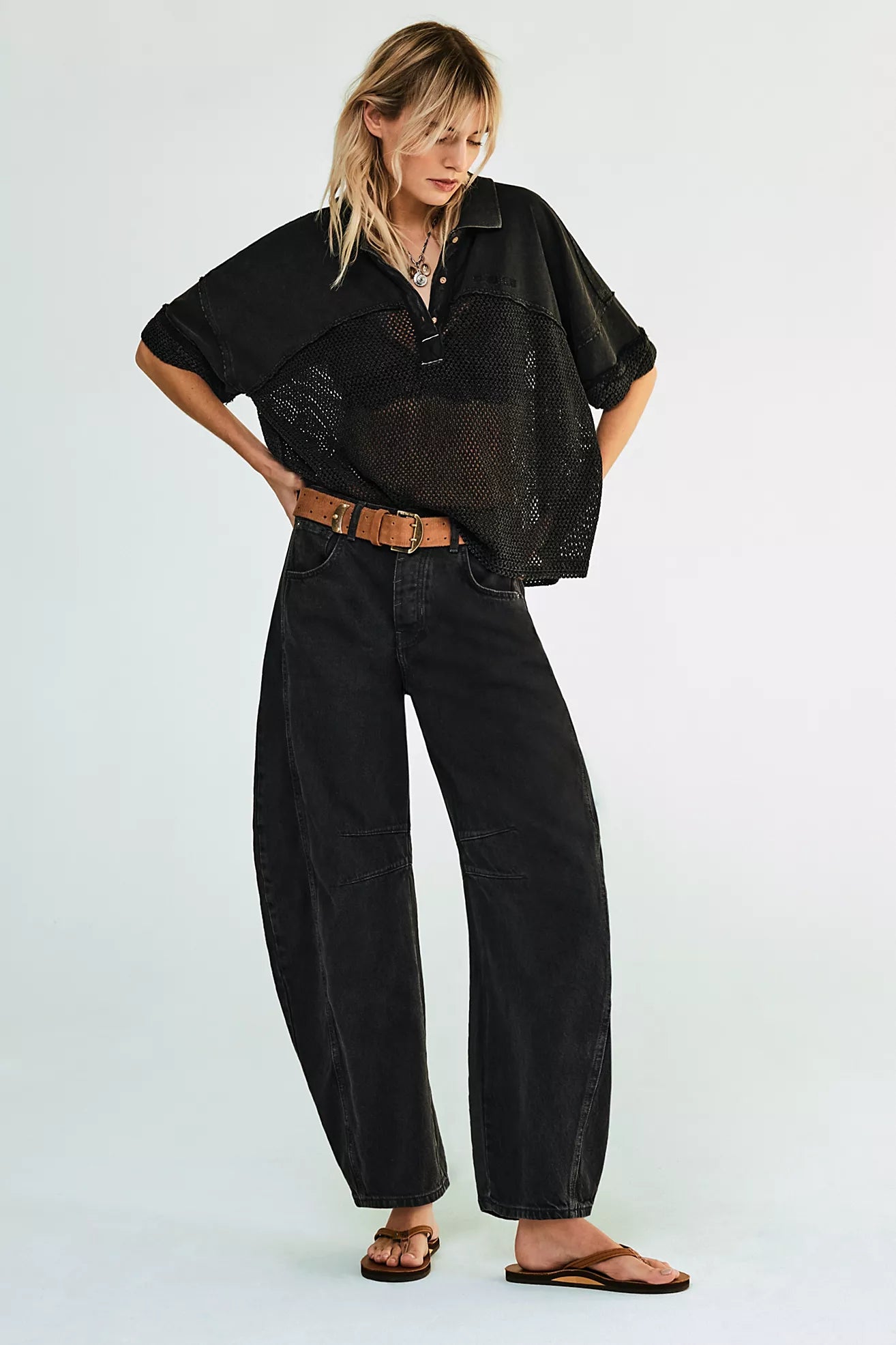 We The Free Good Luck Mid-Rise Barrel Jeans (Soundwave)
