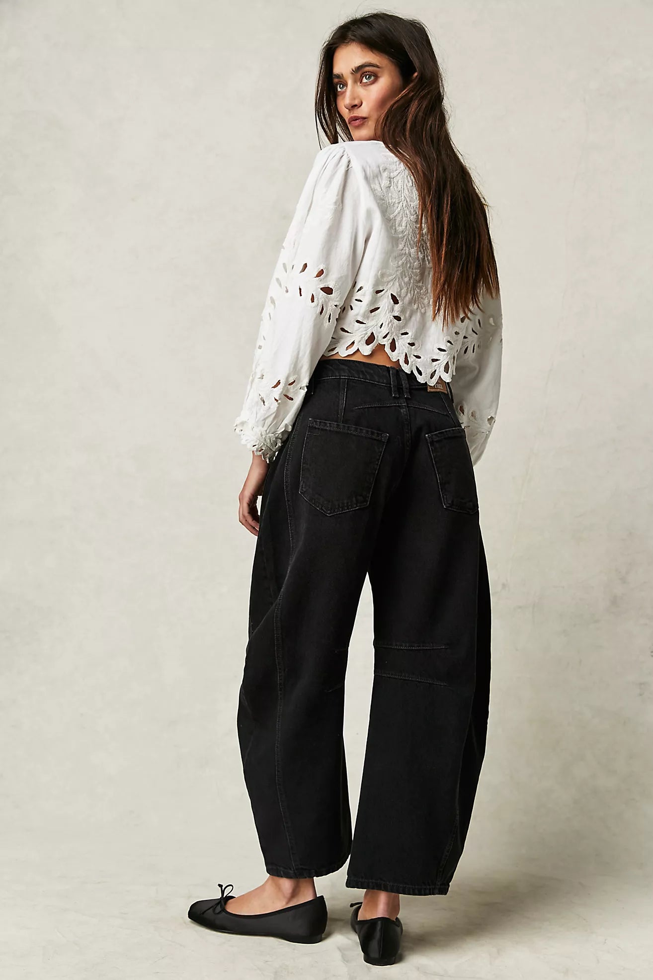 We The Free Good Luck Mid-Rise Barrel Jeans (Soundwave)