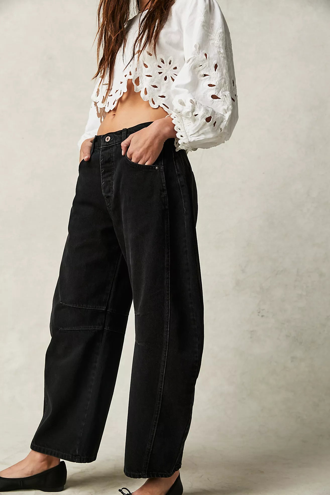 We The Free Good Luck Mid-Rise Barrel Jeans (Soundwave)
