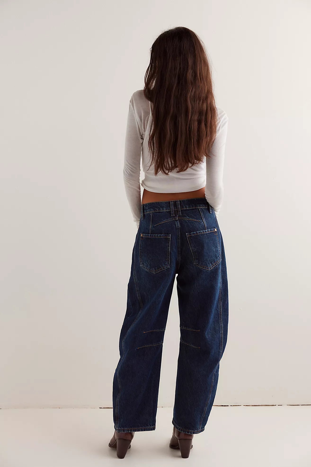 We The Free Good Luck Mid-Rise Barrel Jeans (Deep End)