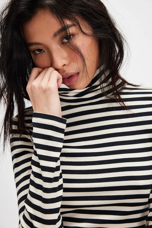 We The Free Good Good Stripe Turtleneck (Black Combo)