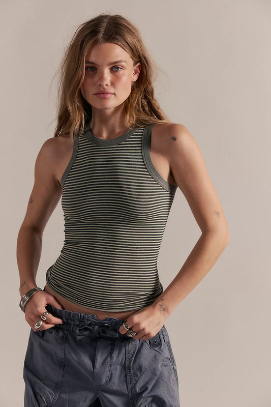 So Soft Seamless Modal Stripe Tank (Black + White)