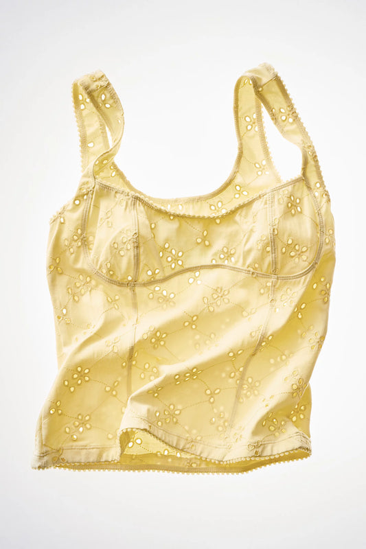 Full Bloom Cotton Eyelet Cami - Banana Cream
