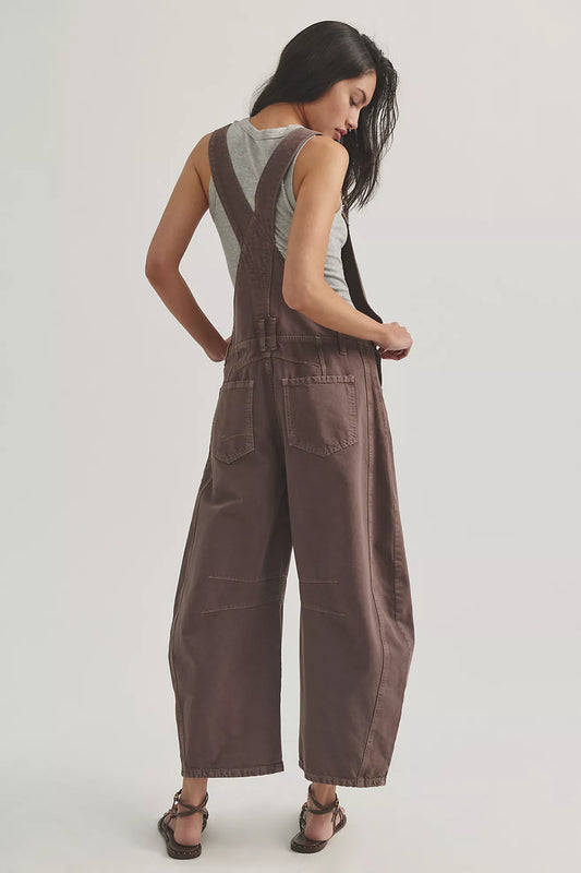 We The Free Good Luck Barrel Overalls Chocolate Mousse