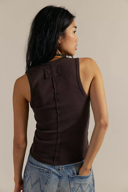 We The Free Neria V-Neck Tank Top - Double Espresso
