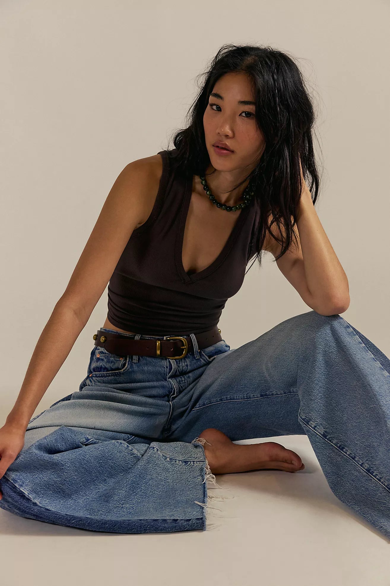 We The Free Neria V-Neck Tank Top - Double Espresso