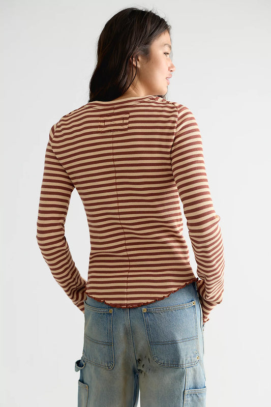 We The Free Easy Does It Striped Tee - Brown Combo