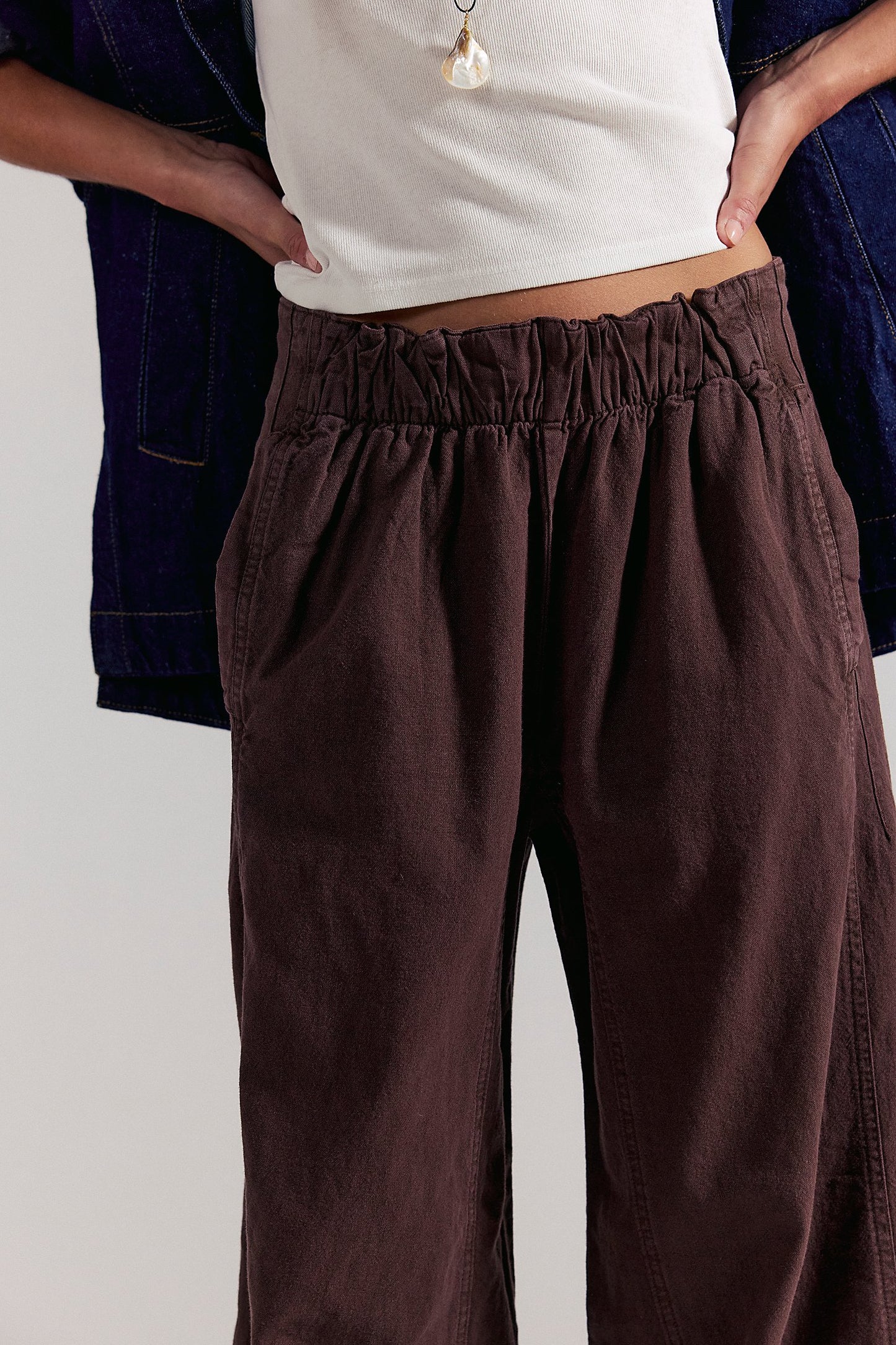 Double Espresso Day's End Linen Pull-On Pants