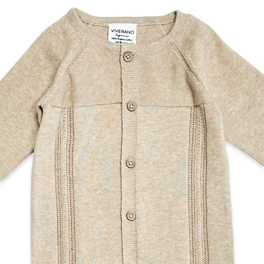 Pointelle Cable Knit Baby Jumpsuit -Organic Cotton