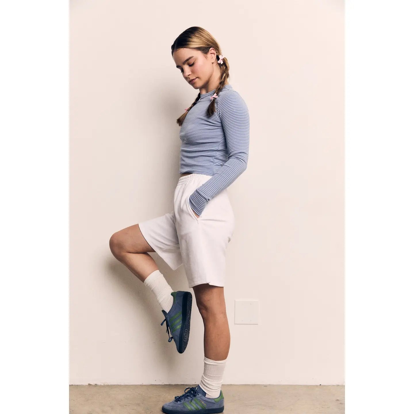 Striped Long Sleeve Striped Tee - Blue/Cream