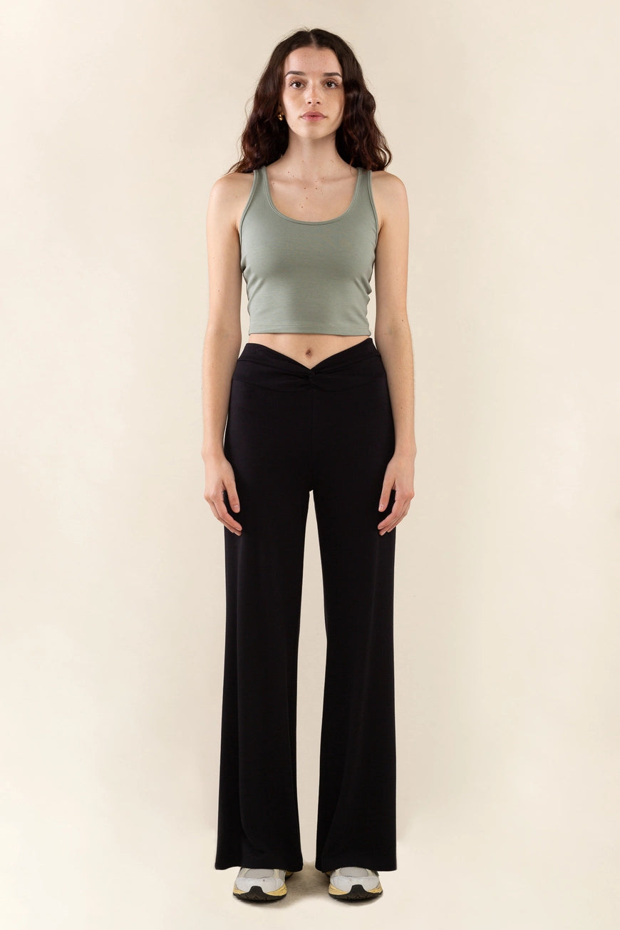 Crop Basic Tank | Scoop Neck Sleeveless Top (Sage)